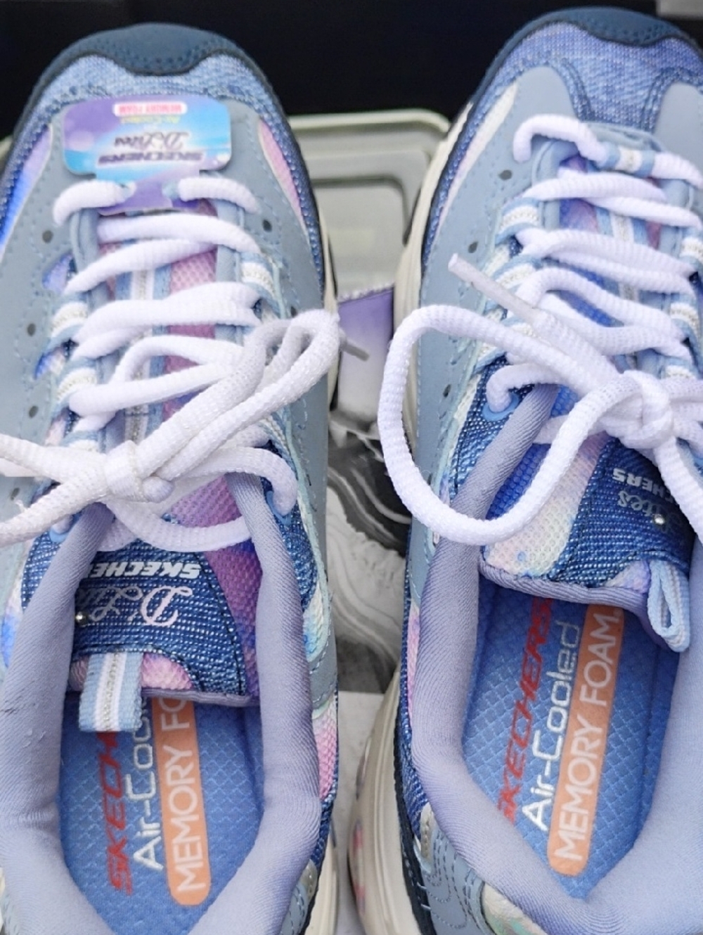 New Skechers Women's Blue and White Memory Foam Lace-Up Sneakers (D-55) - Picture 7 of 10